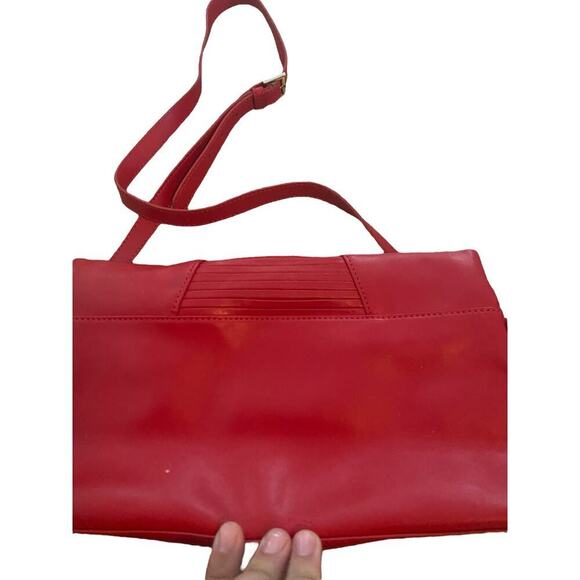 Vintage Anne Fontaine Red Adjustable Strap Shoulder Bag Leather Purse - Picture 6 of 7